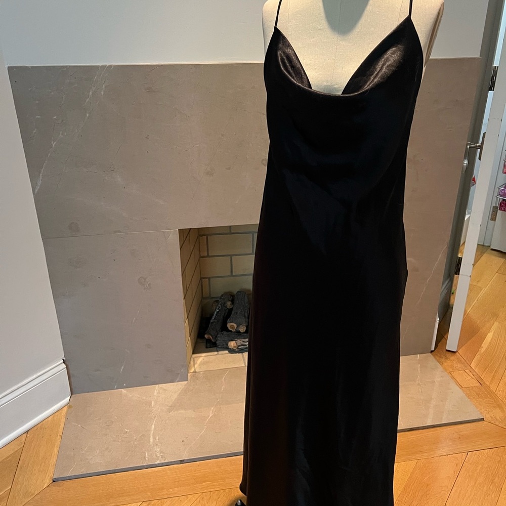 Elegant Black Satin Slip Dress